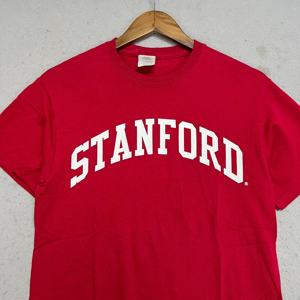 Vintage Stanford University T-Shirt Red Gildan College Spellout Y2K‎ Small Mens